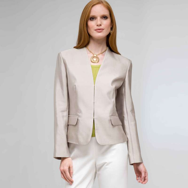 V-Neck Jacket, Stone, large image number 0